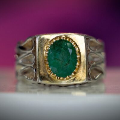 Elegant Two-Tone Emerald Ring