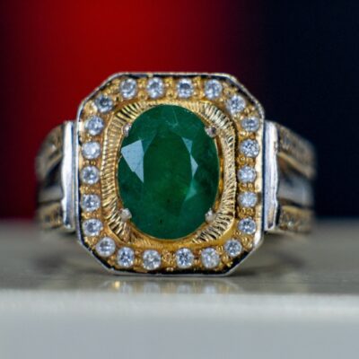 Radiant Emerald & Gold Ring